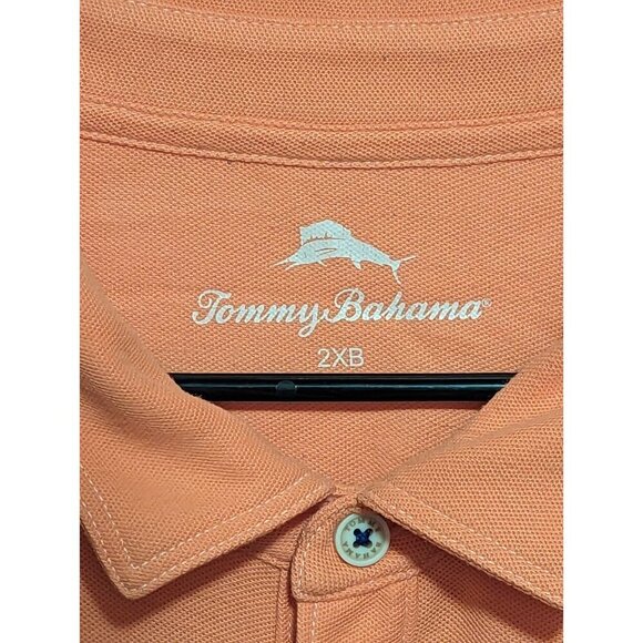 Tommy Bahama Men’s 2XB Short Sleeve Polo Shirt Orange Pima Cotton Blend (993) - Picture 2 of 16